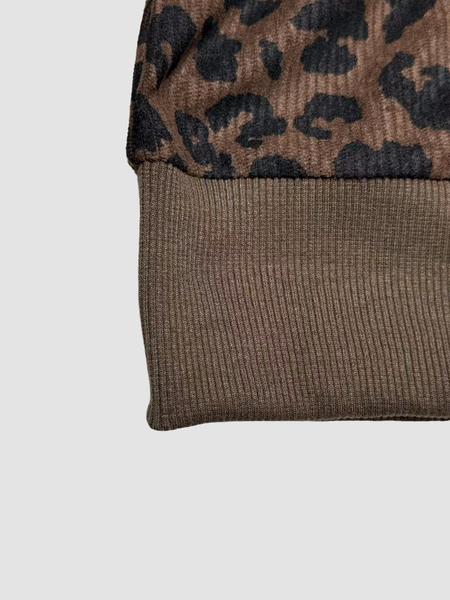 Women's Leopard Print Hooded Zipper Jacket, Casual Slim-Fit Fall & Winter Coat, Drawstring Design, Thick Kint Fabric