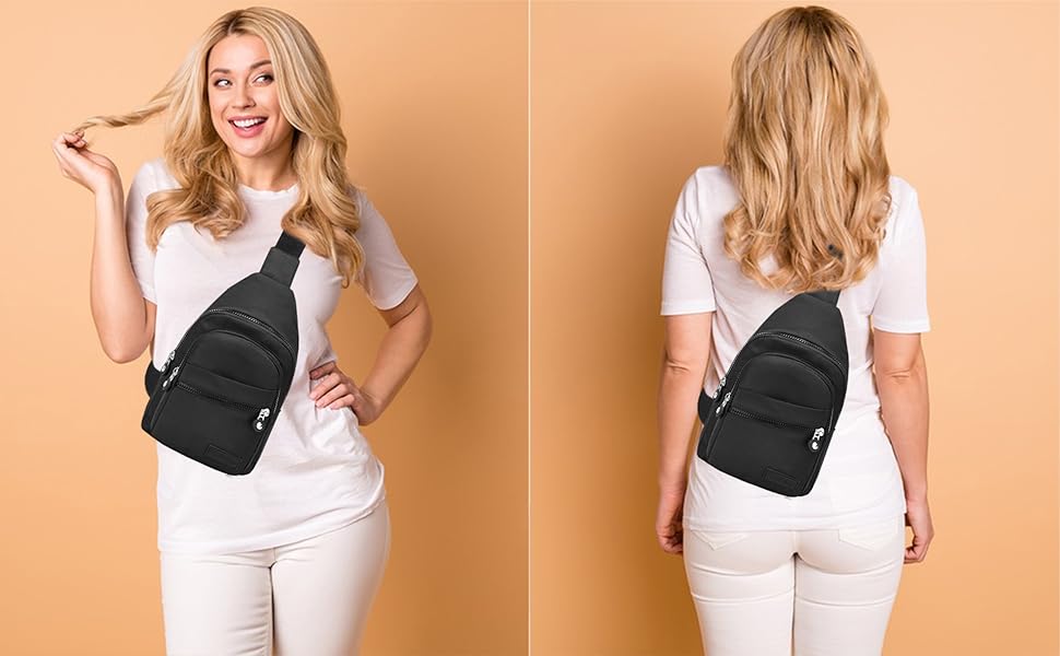 Banelu Small Sling Backpack Crossbody Sling Bag for Women Men, Chest Bag Daypack Fanny Pack Cross Body Bag for Outdoors Hiking Traveling - Black