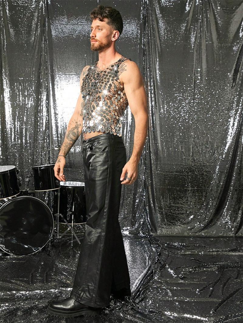 Mens Sparkly Mesh Tank Top Rhinestone See Through Clubwear Sexy Hollow Out Party Outfit Festival Stage Fashion Statement Mens Sparkly Mesh Tank Top Rhinestone See Through Clubwear Sexy Hollow Out Party Outfit Festival Stage Fashion Statement