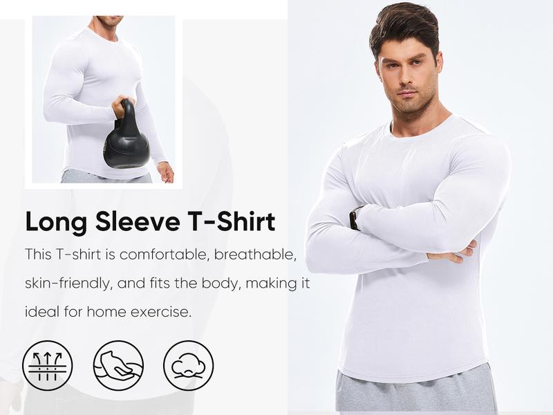 JMIERR Mens Long Sleeve Muscle T Shirts Casual Crewneck Longline Ribbed Tee Shirts for Gym Workout