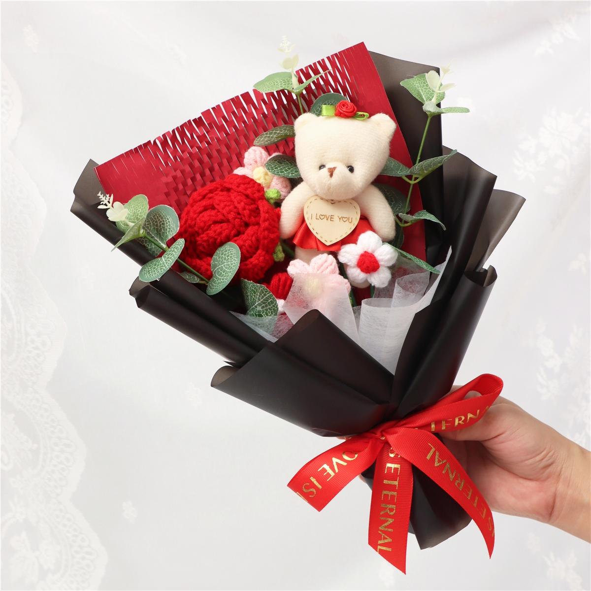 Handmade Woven Flower Bouquet, Perfect Gift for Birthday, Mother's Day, Father's Day, Teacher's Day, Valentine's Day, Christmas, Proposal, Thank You