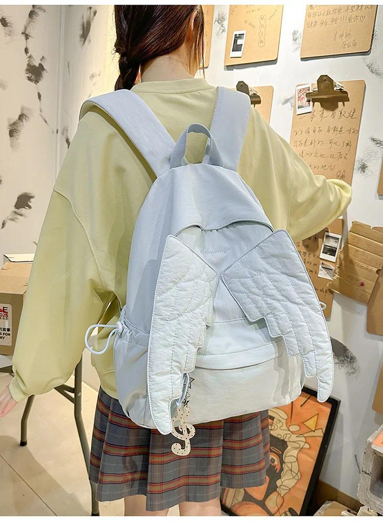 Angel's Wings Backpack for Girls Fashion School Bag for College Students Women Large Capacity Book Bag Lady mochila femininas