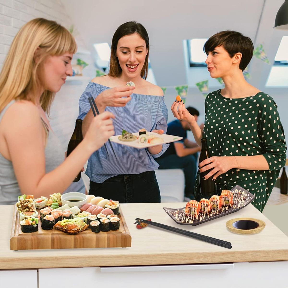 Sushi Making Kit,Sushi Maker Set for Beginners Plastic Premium Set Sushi Tool Set Sushi Rice Roll Mold Shapes, Multifunctional Mold with Various Shapes, DIY Sushi Tools for Rice and Vegetable Rolls, Sushi Rolling Kit, Sushi Making Utensils