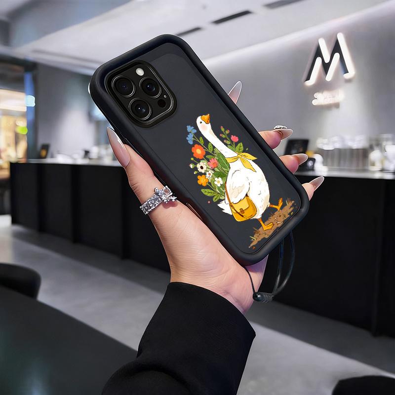 Tsundere Goose Flowers suit lanyard Art phone case Suitable for Samsung Galaxy series, Case is Suitable For Galaxy A735G/A725G/A714G/A555G/A545G/A535G/A52S5G/A525G wait model with TPU material, Fashionable and durable design