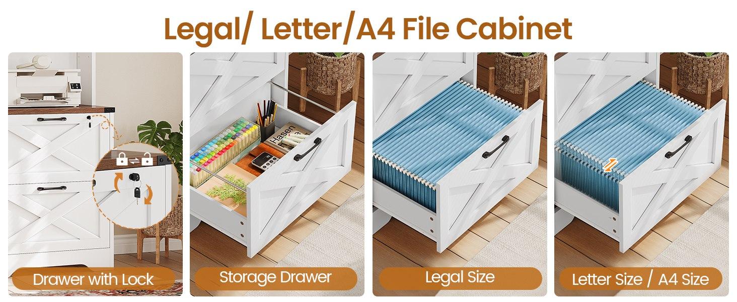 SEDETA 2 Drawer File Cabinet with Lock Wood Filing Cabinet with Adjustable Storage Shelf
