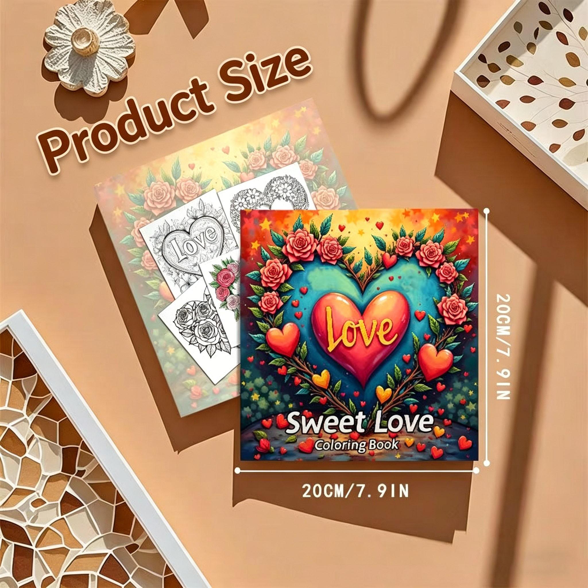Sweet Love Coloring Book, Stress Relief Tool, Perfect for Couples, Valentine's Day Gift, Adult Coloring Book, Fine Lines, Beautiful Scenes