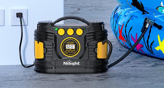 Nilight Tire Inflator Portable Air Compressor Dual Power for Car 12V DC and Home 110V AC Tire Pump w/Tire Pressure Gauge Fast Inflate Auto Shutoff Pump for Car SUV  Vehicle Tool Automotive  dealsforyoudays