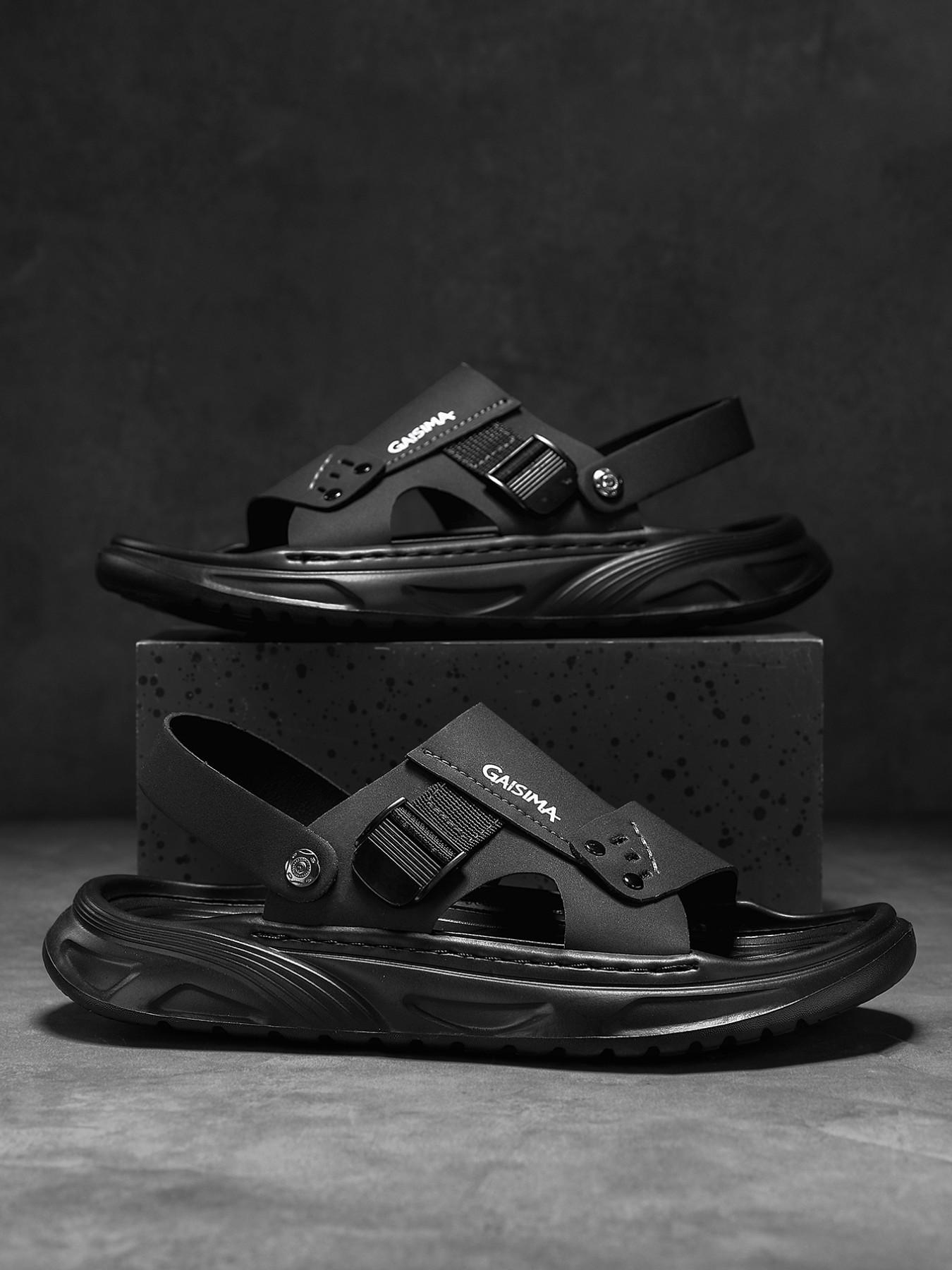 Summer Men's Sandals with Dual Buckles, Casual Non-Slip Soft Sole, Suitable for Driving and Beach, Comfortable Flip Flops for Men