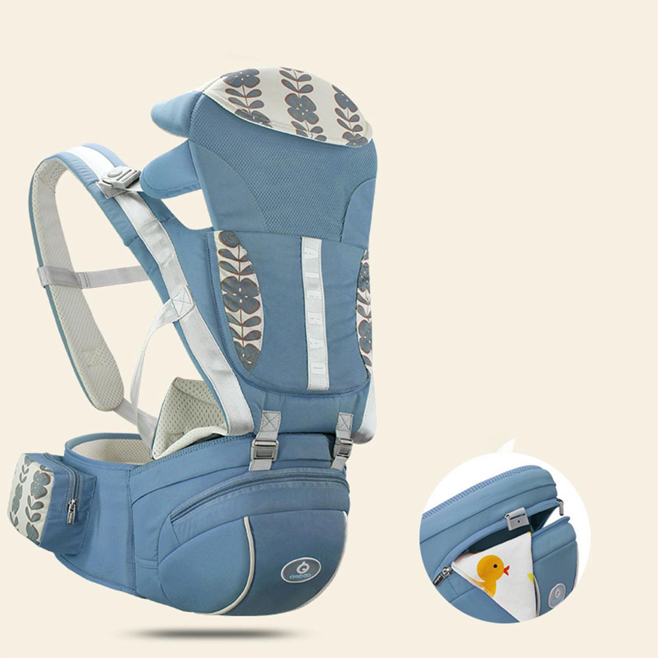 Multifunctional Baby Carrier with Waist Stool, Adjustable Front Carry Sling for Infants, Kangaroo Style Backpack for Newborns to Toddlers