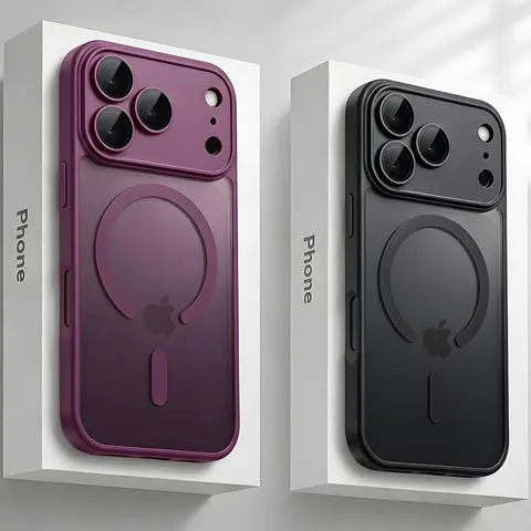 Luxury Matte Translucent Multi-Model Magnetic Phone Case for iPhone 18/17/16/15 Pro Max, Shockproof Armor Soft Bumper Cover, Full Camera Lens Protection, Mag-Safe Wireless Charging Support, Women's Mobile Phone Accessory