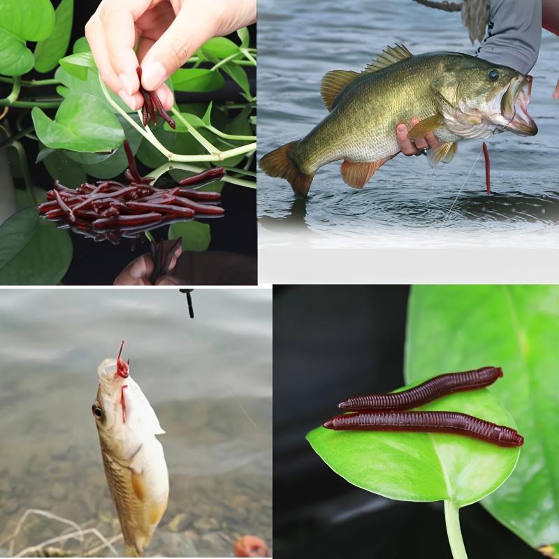 100PCS Realistic Red Soft Earthworm Fishing Lures Set, Durable Soft Plastics Baits With Lifelike Wiggling Motion, Finesse Tackle For Trout, Ideal Freshwater Fishing Gear For Anglers