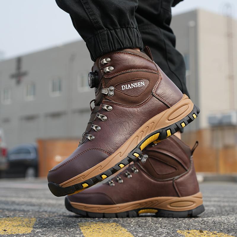 Work Boots Indestructible Safety Shoes Men Steel Toe Shoes Puncture-Proof Sneakers Non Slip Work Shoes New Fashion Rotary Buckle Protective Boots Construction Work Shoes