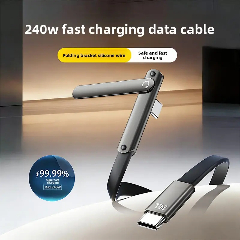 90 Degree Elbow Fast Charging USB Cable, 240W L-shaped Silicone Flat Charging Cord for iPhone Android Tablet, Durable Anti-break Game Playing Charger Cable Connection
