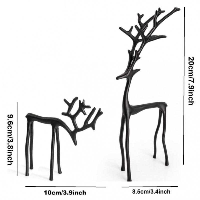 Set of 2 Rein deer Statues, Alloy Christmas Figurines, Deer Sculptures, Holiday Decorations, Festive Home Ornament