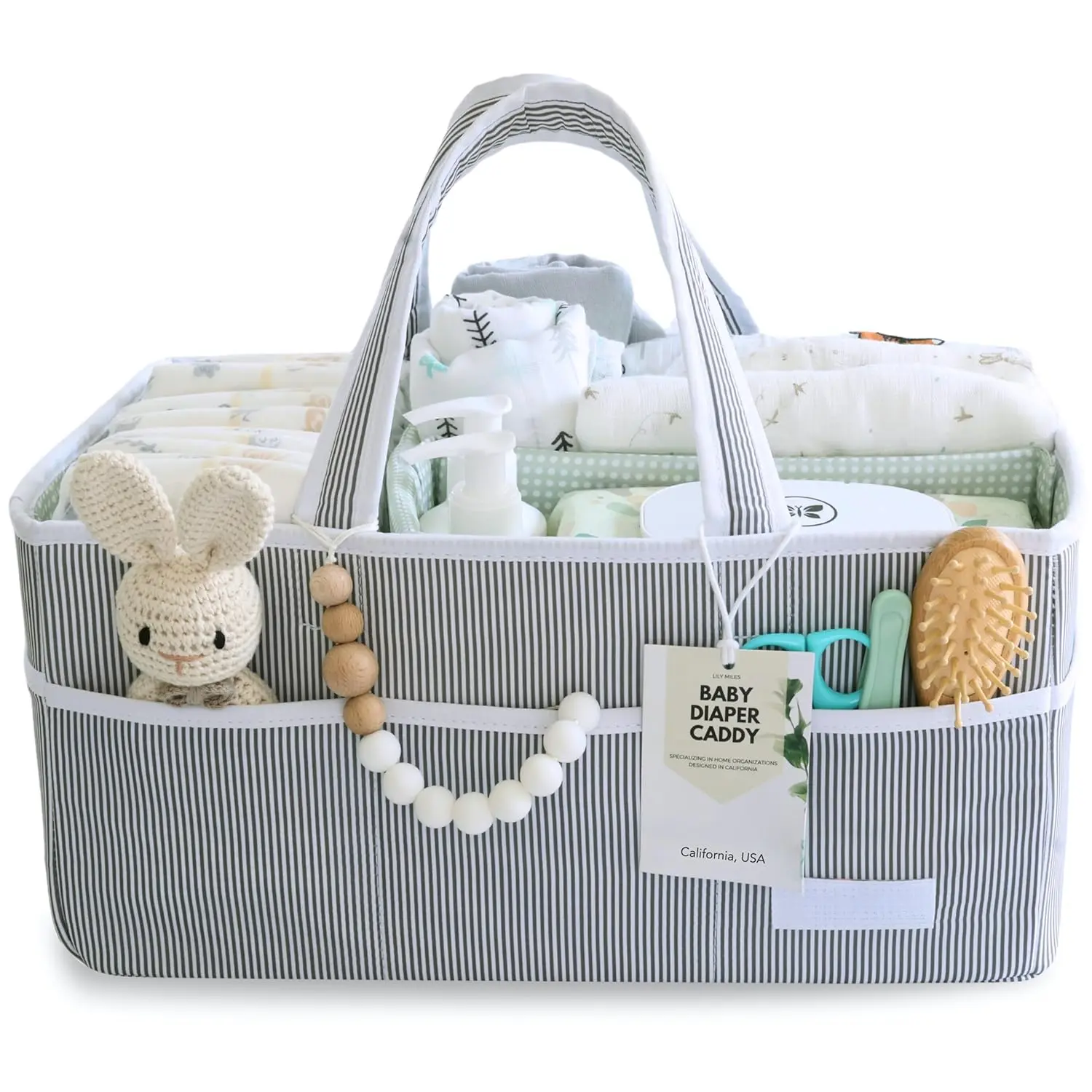 Baby Diaper Caddy Organizer, Large Diaper Caddy for Baby Essentials, Nursery Storage Basket with Removable Dividers, Baby Diaper Organizer for Diapers, Wipes & Changing Table, Portable Nursery Tote, Car Organizer, Baby Shower Gift, Newborn Registry Must H