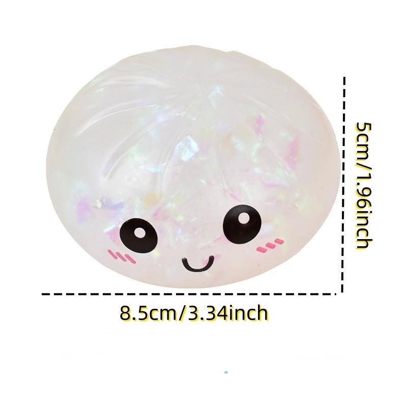 Cute Glitter Dumpling Stress Toy — a smiley-face squeezable sensory toy that’s fun for both kids and adults. Perfect for relaxation and desktop play, it also makes a great gift and a fun icebreaker for socializing and gatherings.