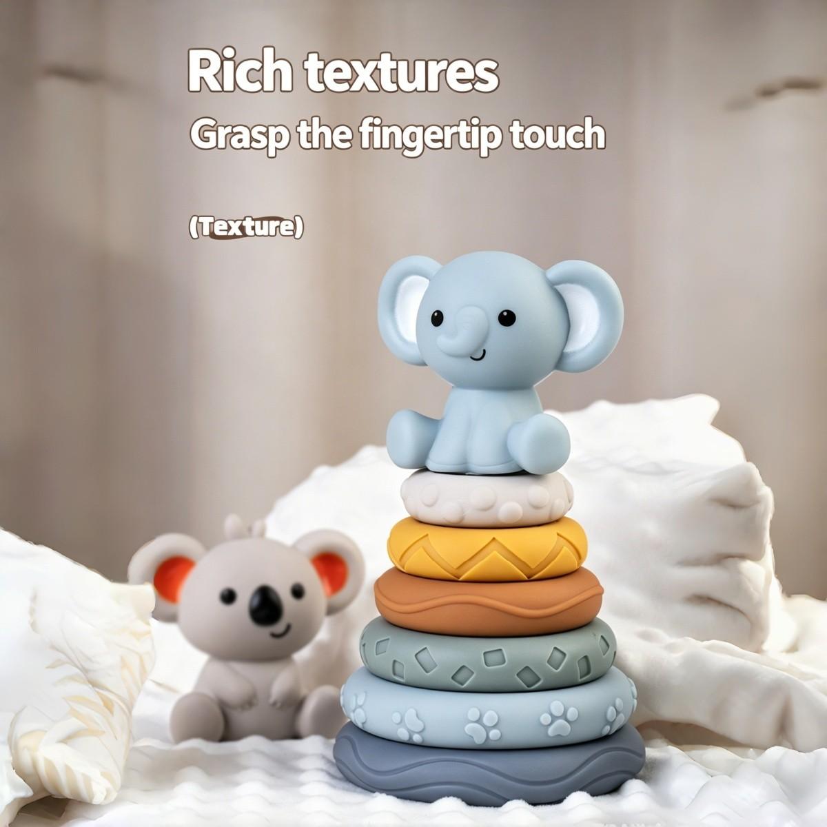 13pcs Baby Hand Grip Ball Toy, Soft Gel Blocks, Stacking Rings, Sensory Stimulus, Shape Recognition, Suitable for Kids Aged 6+ Months