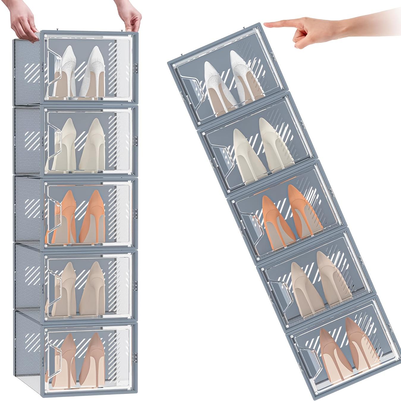 24-Pack Transparent Plastic Shoe Boxes with Lids, Foldable and Stackable Shoe Storage Bins Organiser - Waterproof, Space-Saving Shoe Storage for All Shoes, Multilayer Sneaker Display Racks - Suitable for Entryways, Bedrooms, Homes, and Dorms