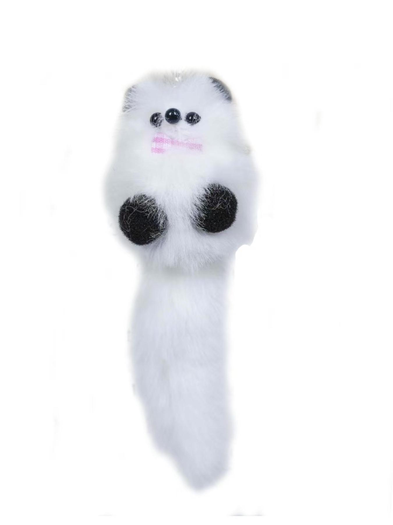 Cute Cartoon Bear Keychain Pendant, Artificial Leather and Wool Animal Charm, Ladies Bag and Car Decoration Key Ring