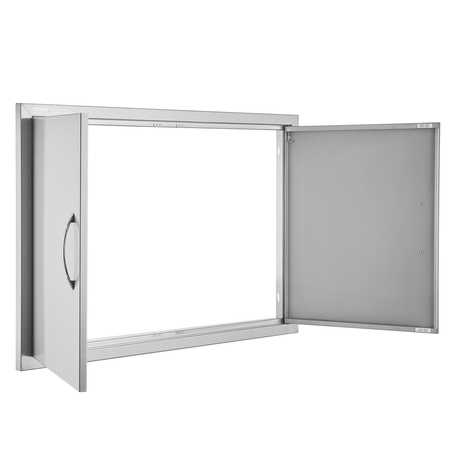 【Summerfinds】VEVOR Stainless Steel Double Vertical Wall BBQ Access Door, 35Wx24H in Flush Mount Door with Handles, for BBQ Island, Grilling Station
