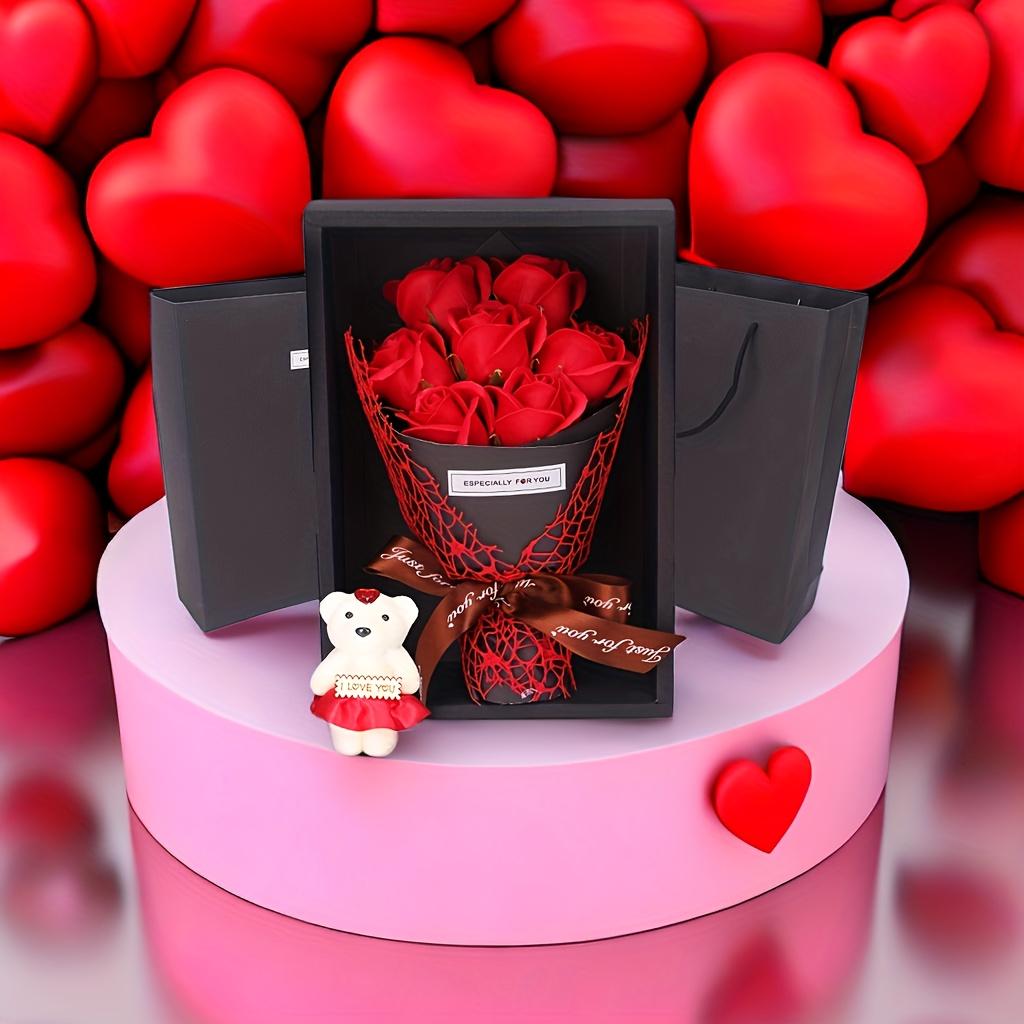 Boutique Rose Gift Box, Gift Box Design, 1 Set Artificial Rose Soap Flower Bear Cartoon Doll Bouquet Gift Box, Romantic Eternal Rose Bouquet, Deluxe Gift Box Set, Simulated Rose Desktop Bedroom, Unique Creative Gift for Birthday，christmas Gifts