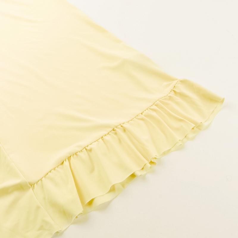 JY24071SKO-Women's Summer Sheer Beach Cover Up Dress Elegant Sleeveless V-Neck Ruffle Trim Split Maxi Gown Lightweight Transparent Mesh Long Dress for Tropical Vacation Poolside and Cruise Wear