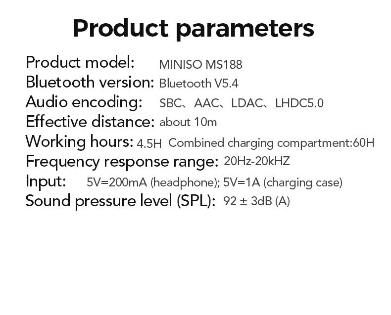 MINISO MS188 OWS Open Ear Headphones, True Wireless Bluetooth Earphones, Hifi Sound Headsets with Mic Full Color Screen Display Charging Case(For lanasfinalproject)