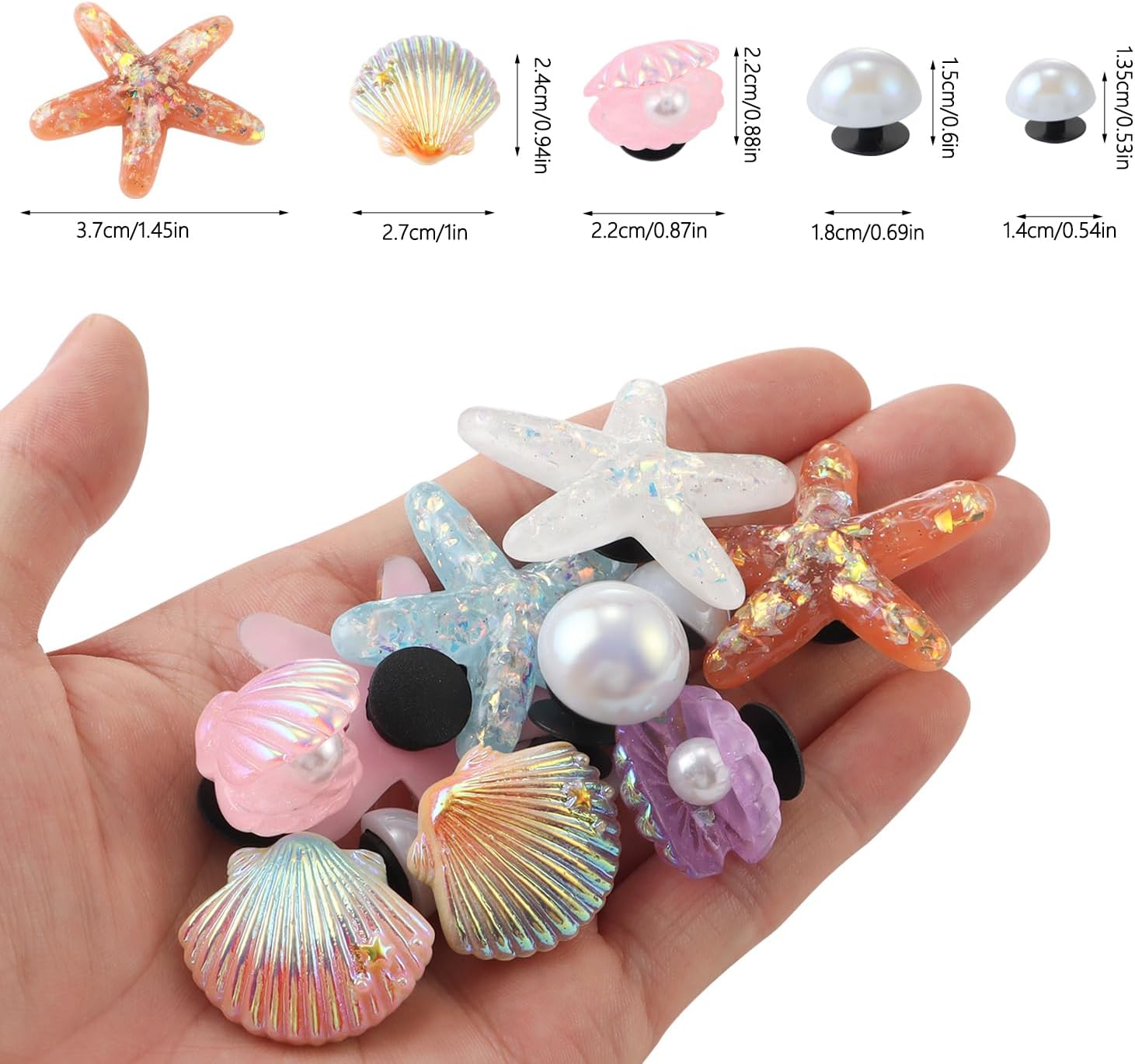 h-7 Summer Beach Theme Set: This shoe charm set features starfish, seashells and pearl accents, capturing a fresh beach vibe to personalize your Bling Shoe Charms for Women, Shoe Charms for Sneakers, Sandal Sneaker  Shoe Sharms, Shoe Decoration Charms