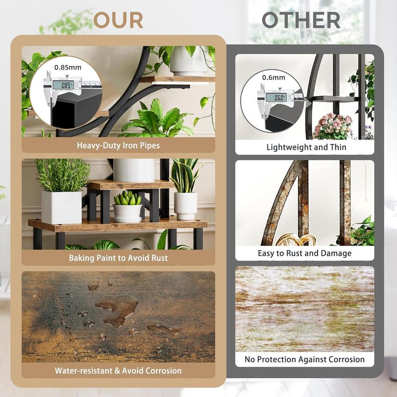 POZILAN Plant Stand Indoor with Grow Lights, 8 Tiered Indoor Plant Shelf, 62" Tall Plant Stand for Indoor Plants Multiple, Metal Plant Flower Holder, S-Shaped Plant Rack for Home,Patio(Patent Design) Adjustable Artistic Decorative