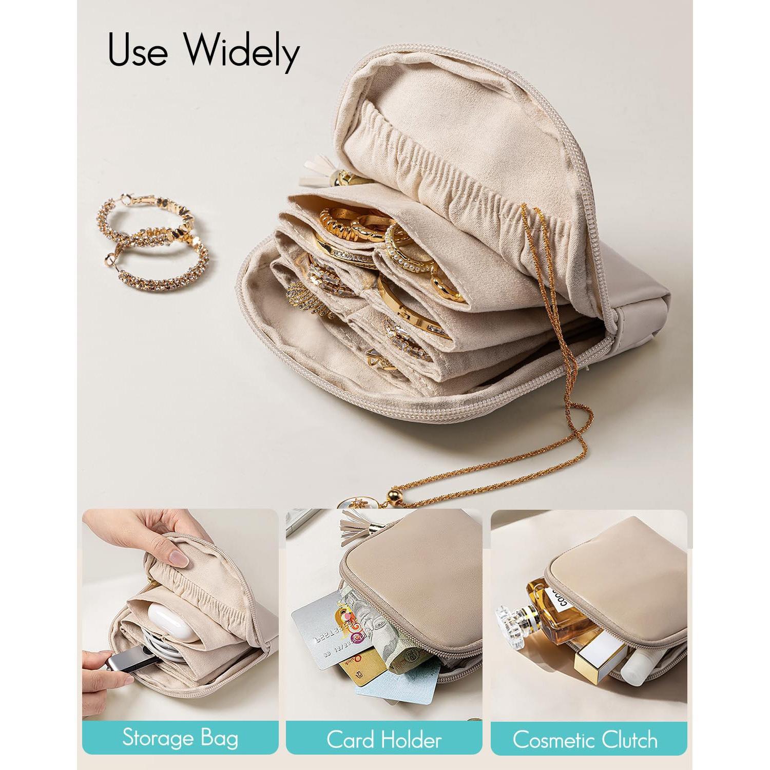 Multi-Layer Portable Compact Lightweight Jewelry Storage Bag, Elegant Jewellery Earring Organizer, Bracelet Bead Crystal Storage Pouch