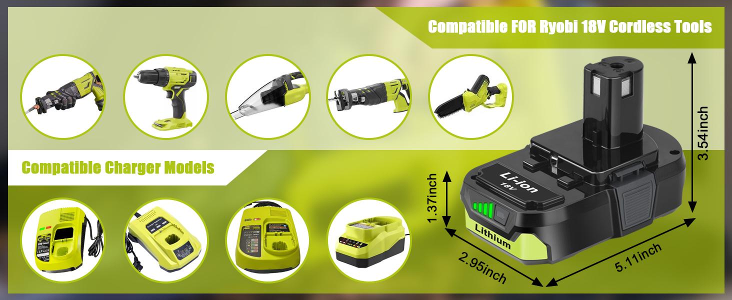 KUNLUN 4Packs P103 18V Battery Compatible for Ryobi 18V ONE+ Battery Replacement for PBP005 P102 P103 P104 P105 P107 P109 P122 Cordless Tool Batteries, 3.5Ah 18 Volt Batteries rapid charger