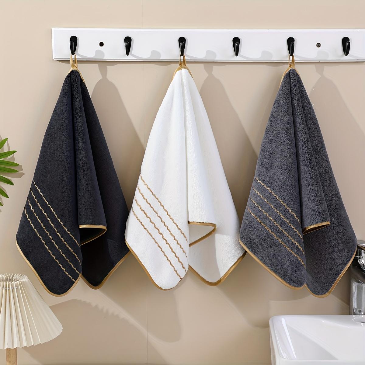 Premium 12pcs Set of Golden Square Towels 35cm X 35cm Wide Striped Towel- Ultra-fine Fiber Towel with Exceptional Absorbency, Suitable for Both Wet and Dry Cleaning, Retro Style, Space Theme, Applicable for Home, Bathroom, Spa Centers, Valentine'