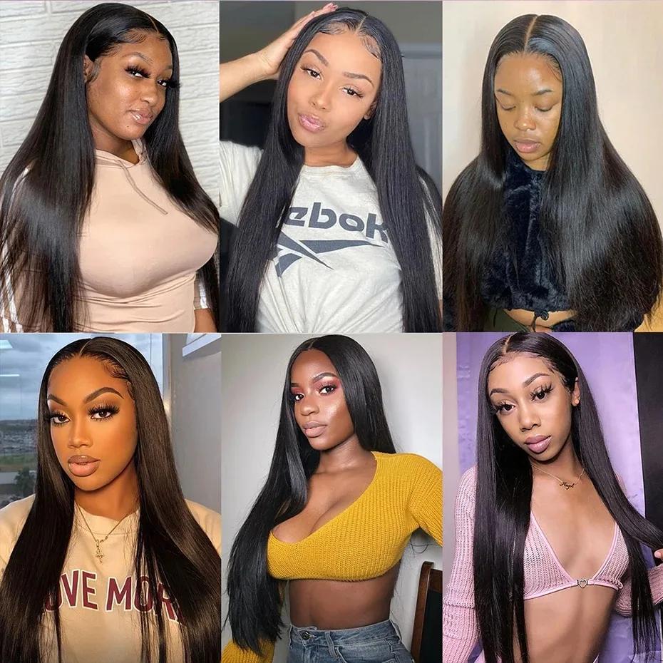 Bling Hair 180% Density Wear and Go Glueless Wig Human Hair Straight 6x4 Pre-Cut HD Lace Front Closure Wig for Women Pre-Plucked Transparent Lace Natural Look Easy Application Precut Lace Wig