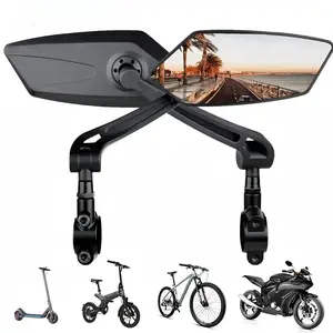 Adjustable Bike Handlebar Mirrors, 360° Rotation Bicycle Rear View Mirror with Scratch Resistant Glass, Wide HD Rear View for Mountain Bikes, Road Bikes, Scooters, Motorcycles, Universal Bike Accessory