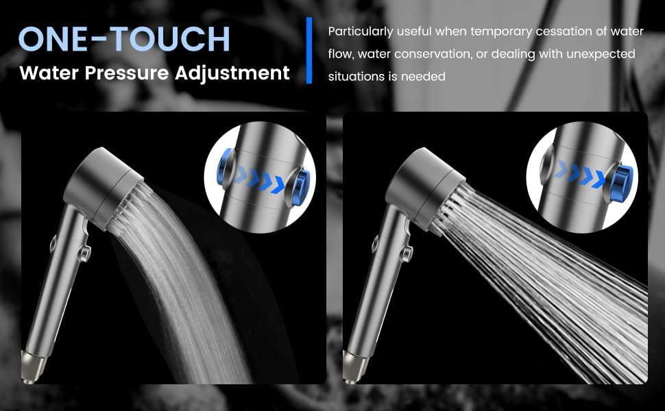 High Pressure Handheld Shower head with Detachable Spray Mode,Replacement Hose/Bracket&Cotton Filters,built-in power wash function for cleaning tubs, tiles and pets, extra-long stainless steel hose,wall and ceiling mounts High Flow Even Water