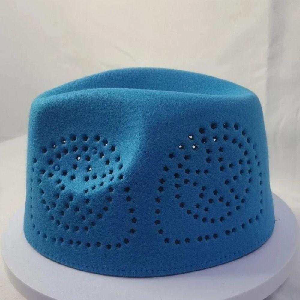 New Fabric Prayer Caps Soft Breathable Taqiyah Hat Hollowout Ethnic Festival Caps Worship