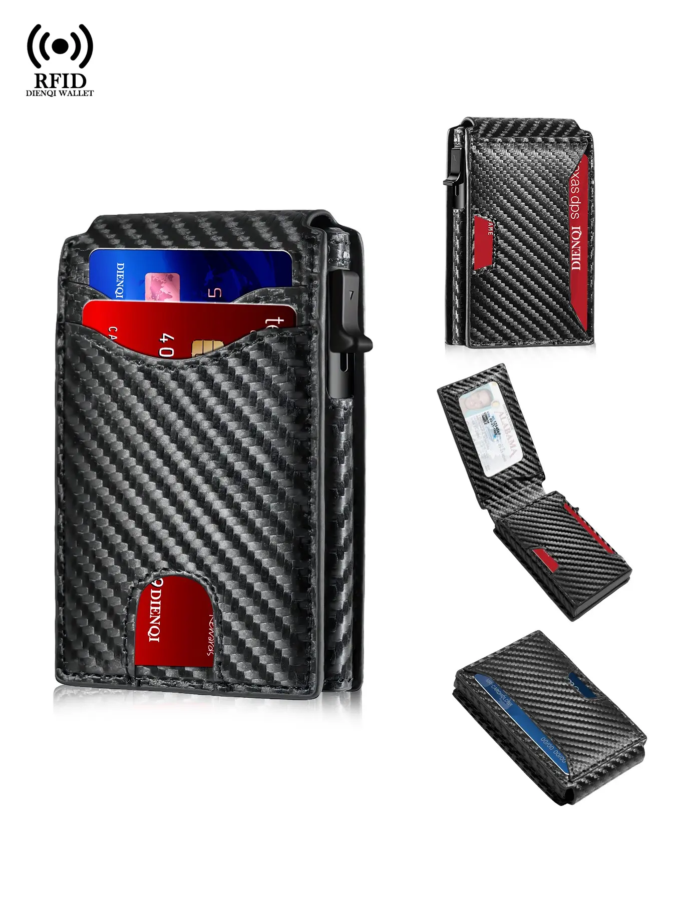 Business Mens Wallet 9-12 Cards,Magnetic Slim Wallet with ID Window,RFID Blocking Smart Wallet,Rfid Theft Proof,Metal Aluminum Pop Up Credit Card Holder,Bifold Wallet,Wallet Cards Storage,Birthady Gifts for Men,Daily Use