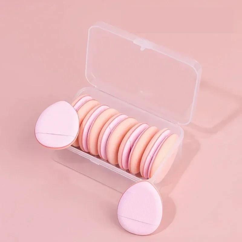 Creamy Makeup Sponge Set, 10 Pcs Mini Foundation Applicator Kit, Portable Finger Brush Storage Box, Compact Beauty Tool