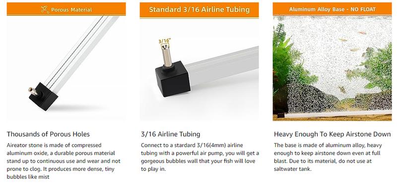 hygger aquarium bubble tube Bubble Curtain Wall Aquarium Air Stone Kit, Fish Tank Air Bubbler Dissolved Oxygen Aerator Stone with Air Tubing Diffuser Bubbling Decoration