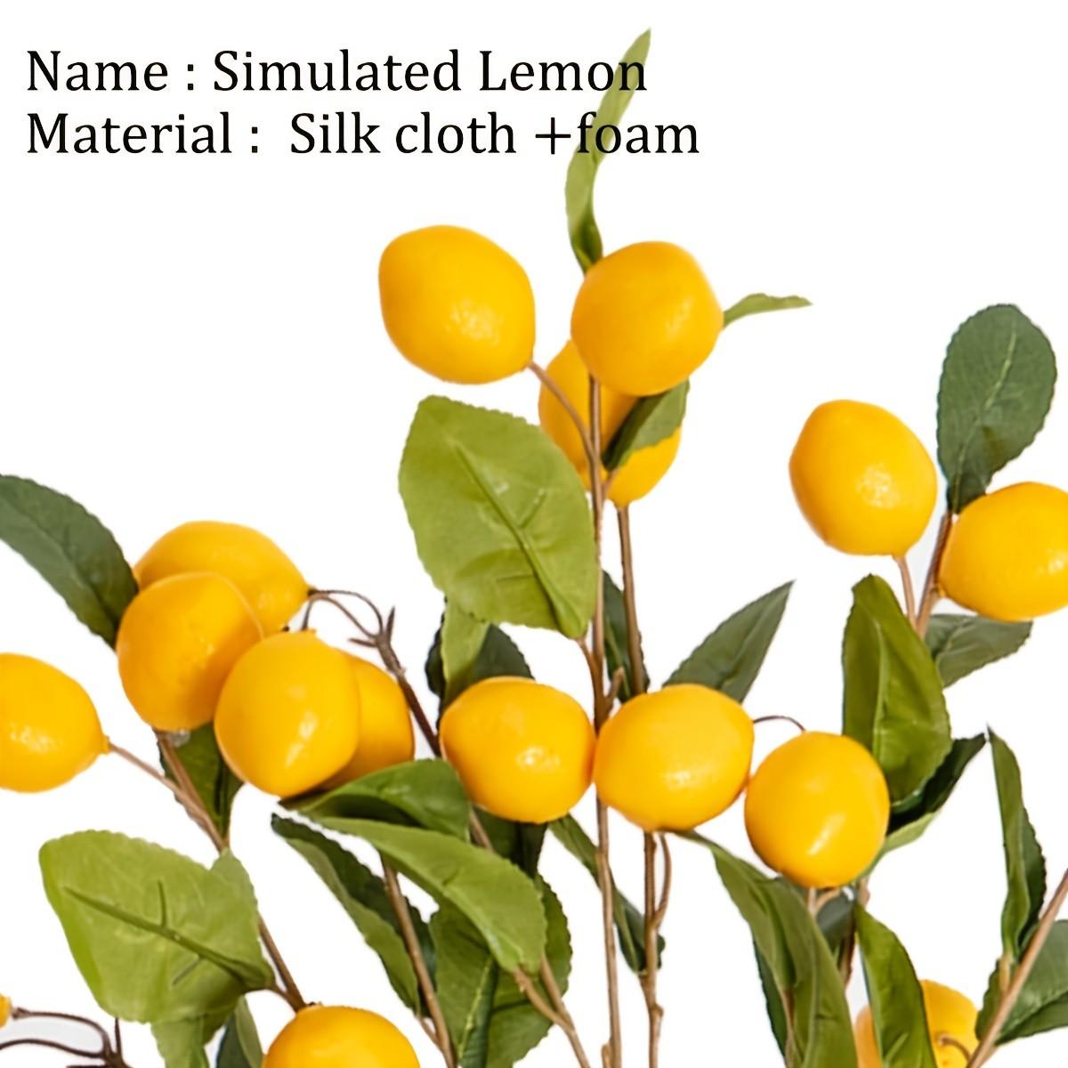 Realistic Lemon Branch Set, Single Stem with 6 Lemons, Fresh Spring Decor, Home Décor, Wedding, Party, Kitchen Table, Vase Arrangement, Fake Plant Ornament