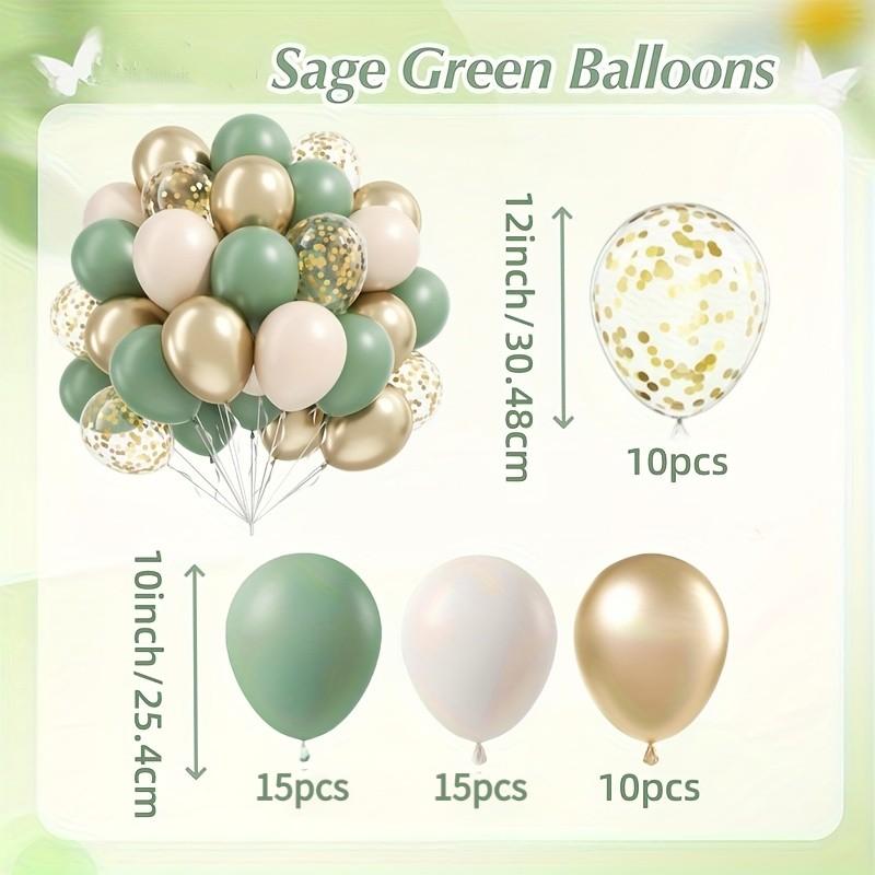 50 gold, white, and gray green balloon arch kits, gold confetti balloons, suitable for weddings, birthdays, parties, and engagement parties, gender revealing, bachelor parties, date nights, garden decorations