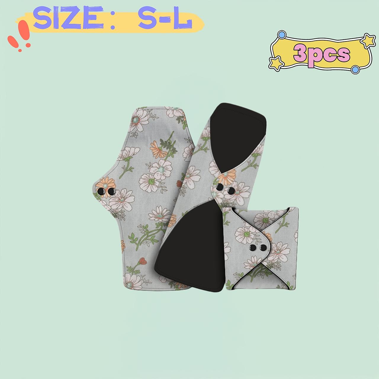 3pcs Reusable Pads Set, High Absorbency Leakproof Night & Day Use, Cotton Lining, Multiple Sizes, Postpartum Menstrual Incontinence Care