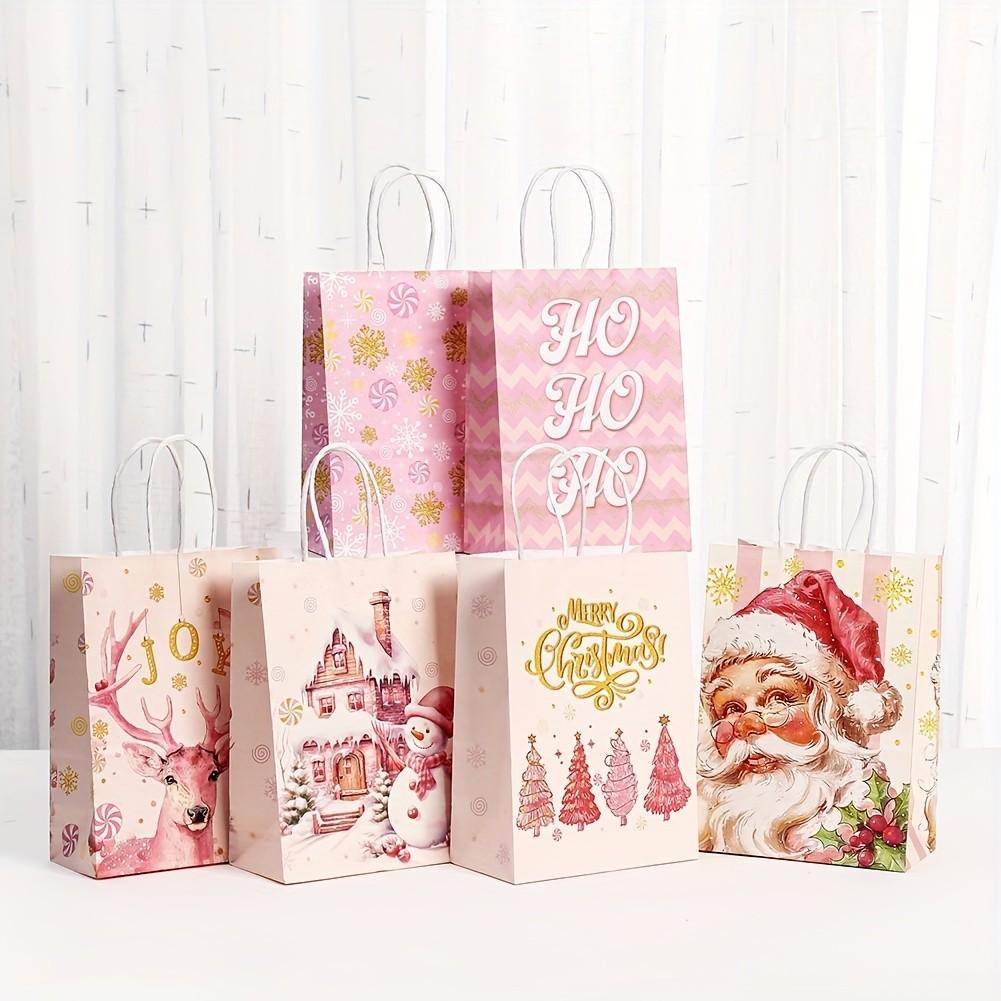 Christmas Party Gift Bags, Paper Santa Claus Gifts with Handles, Perfect for Holiday Decorations and Candy Packaging