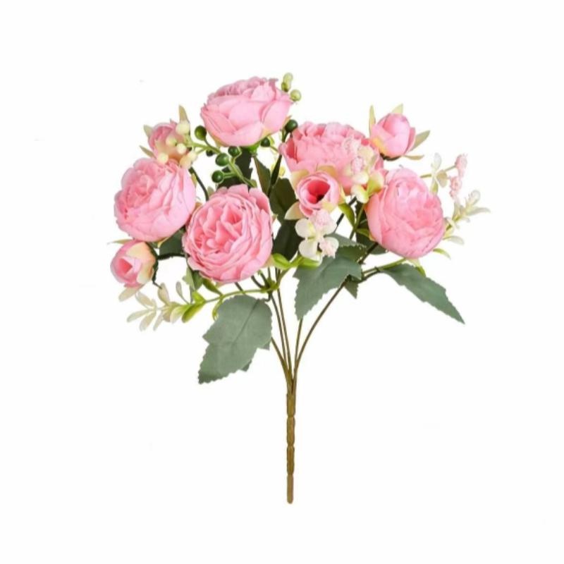 4pcs Realistic Two-Tone Pink Artificial Peony Bouquet, DIY Fake Flowers for Home Living Room Decor, Wedding Decor, Valentine's Day Gift, Long-Lasting Faux Flowers Perfect for Birthday Party, Garden, Bedroom, Dining Table, Window Sill & Bridal Bouquet