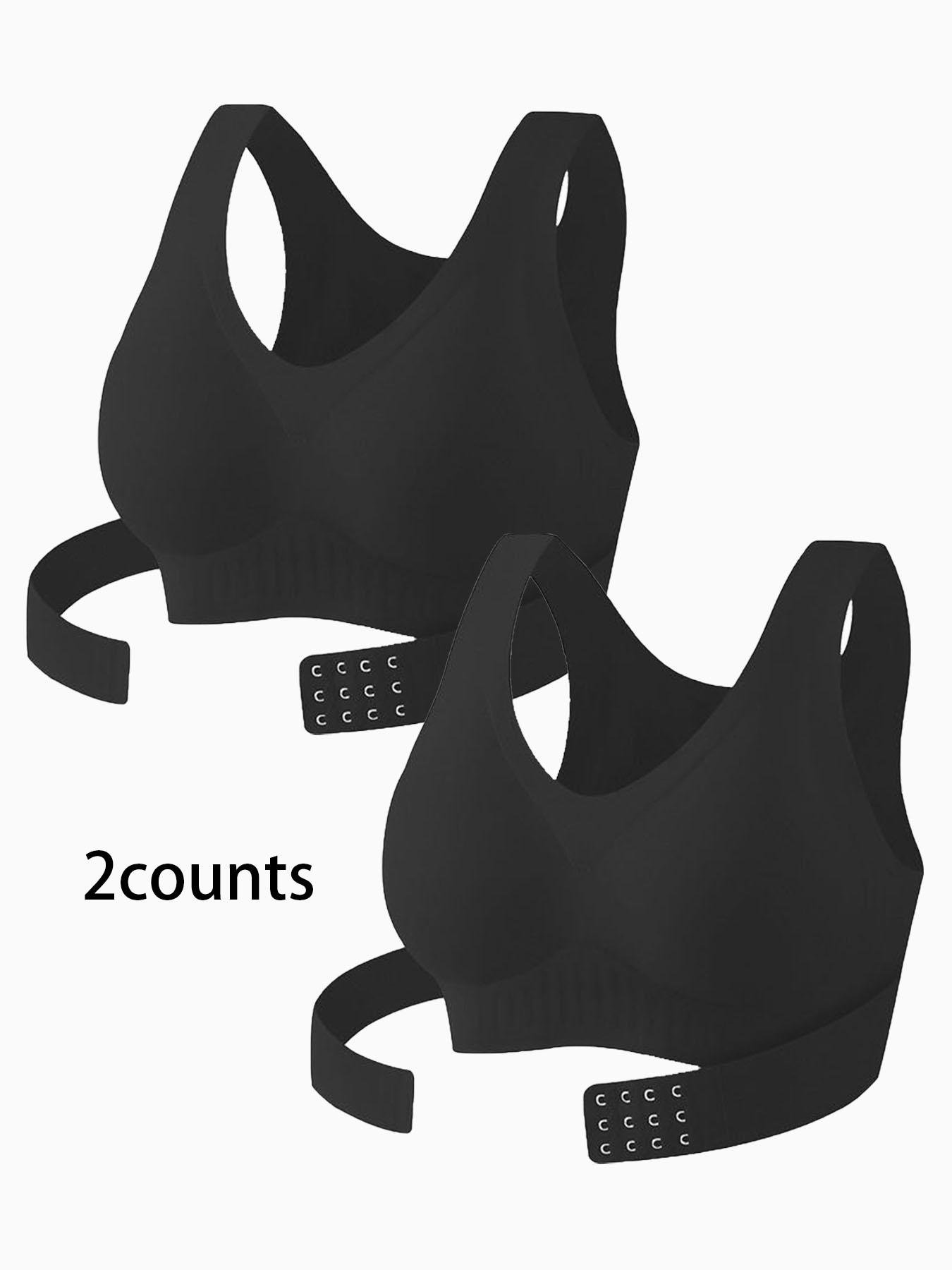 Women's Wireless Posture-Correcting Bra, Adjustable Waist Support, Medium Support, Full Coverage, Casual Plain Design, All Seasons Wear