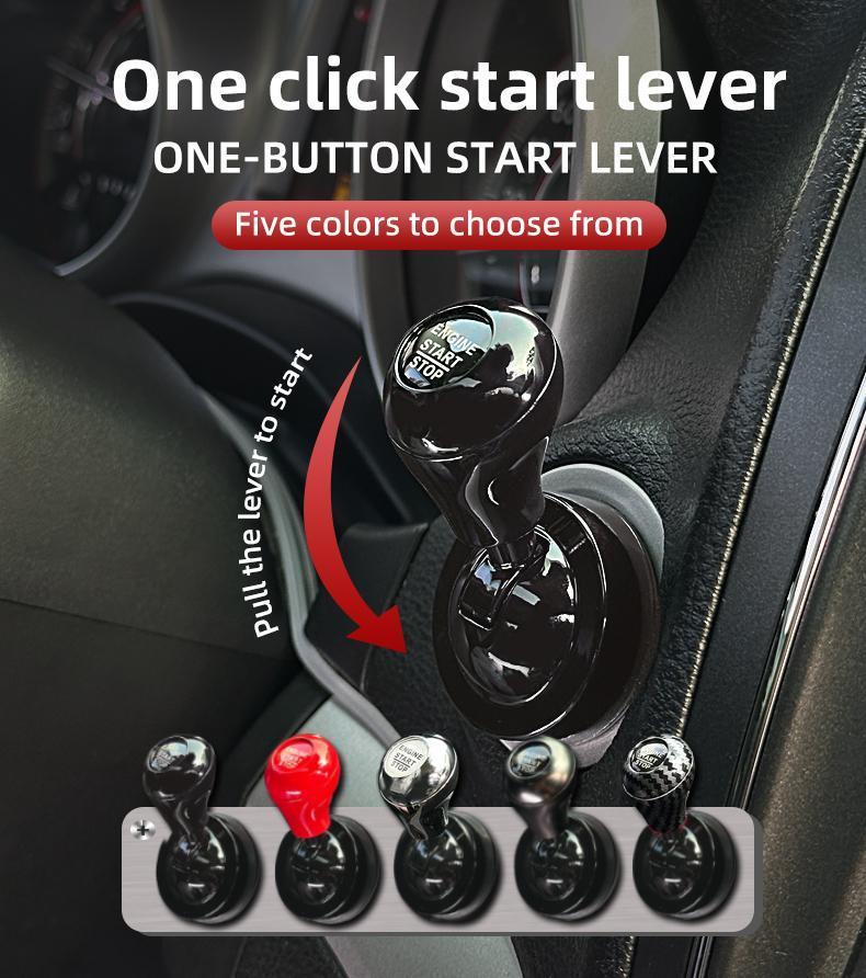 Metal Car Push Start Button Cover - Automotive Interior Protective Gear, 1-Click Lever, Modern Button Look Car Accessories, Auto Accessories Interior