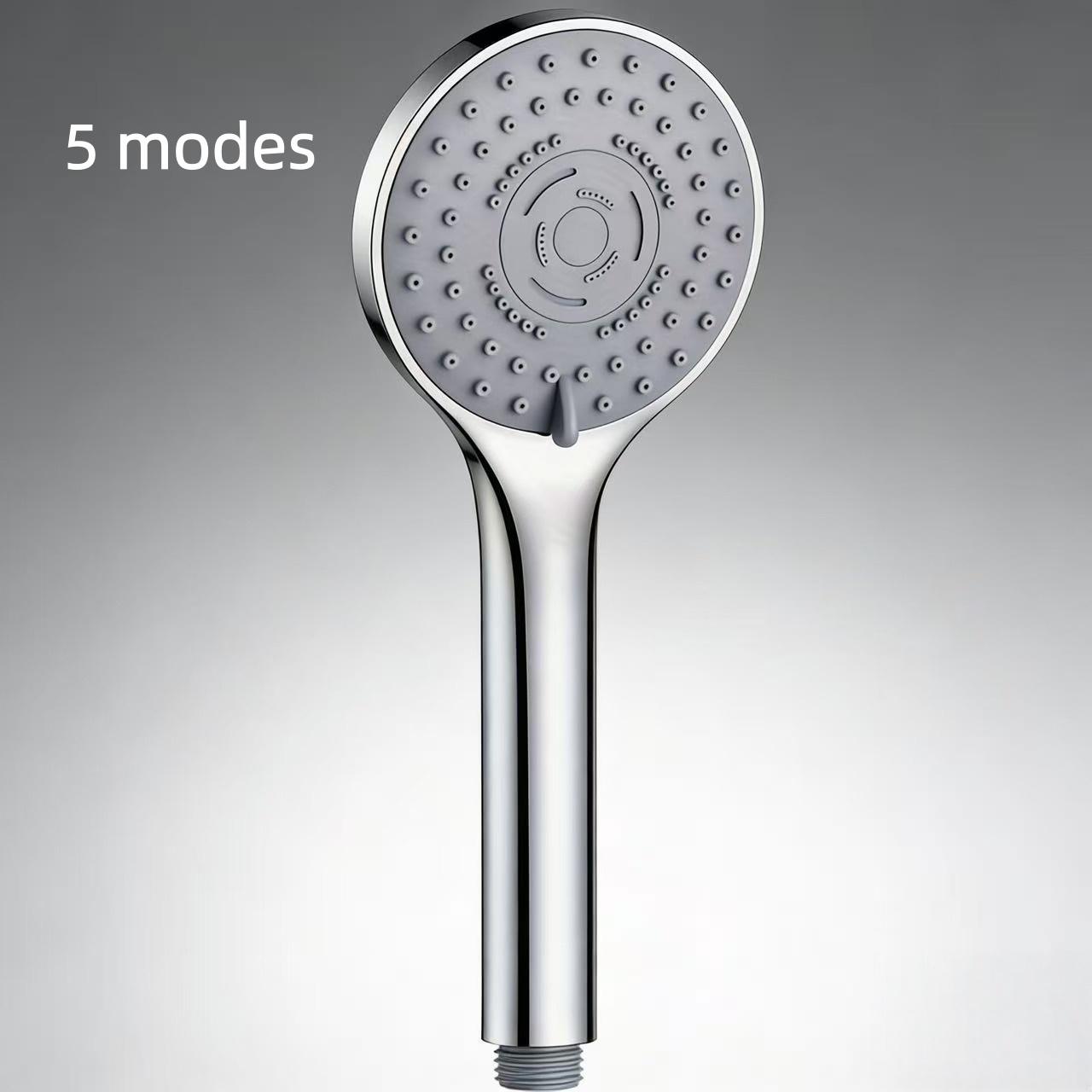 Silver Color Five-Function Shower Head, High Pressure Handheld Shower, Bathroom Accessories, Wall-Mounted Shower Spray