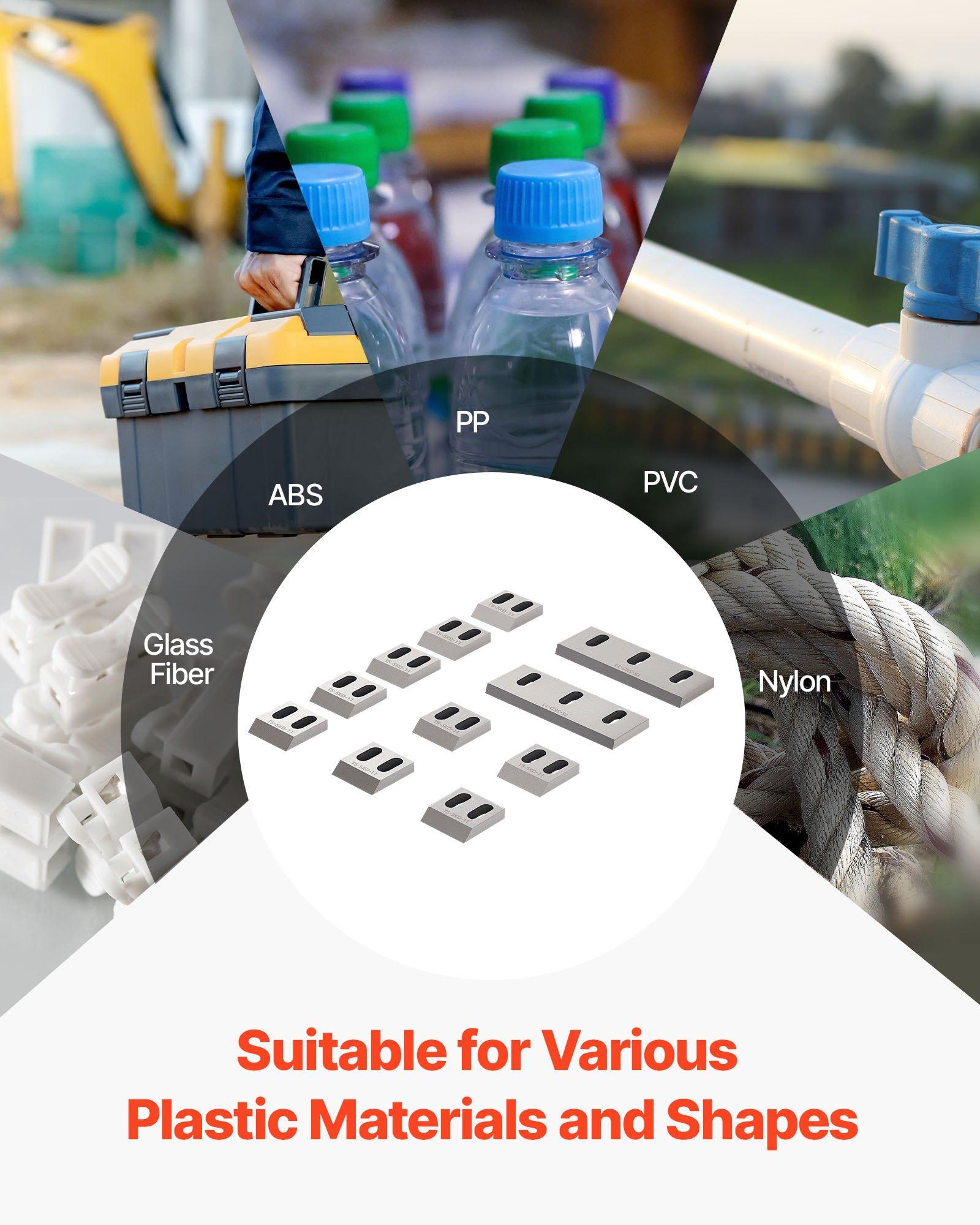 VEVOR 180 (SKD-11) Alloy Steel Shredder Blade Kit, 9 Rotating & 2 Fixed High-Hardness Blades, Compatible with 180 Plastic Grinder for ABS, PP, PVC, Nylon, PS, PC, Drums, Films