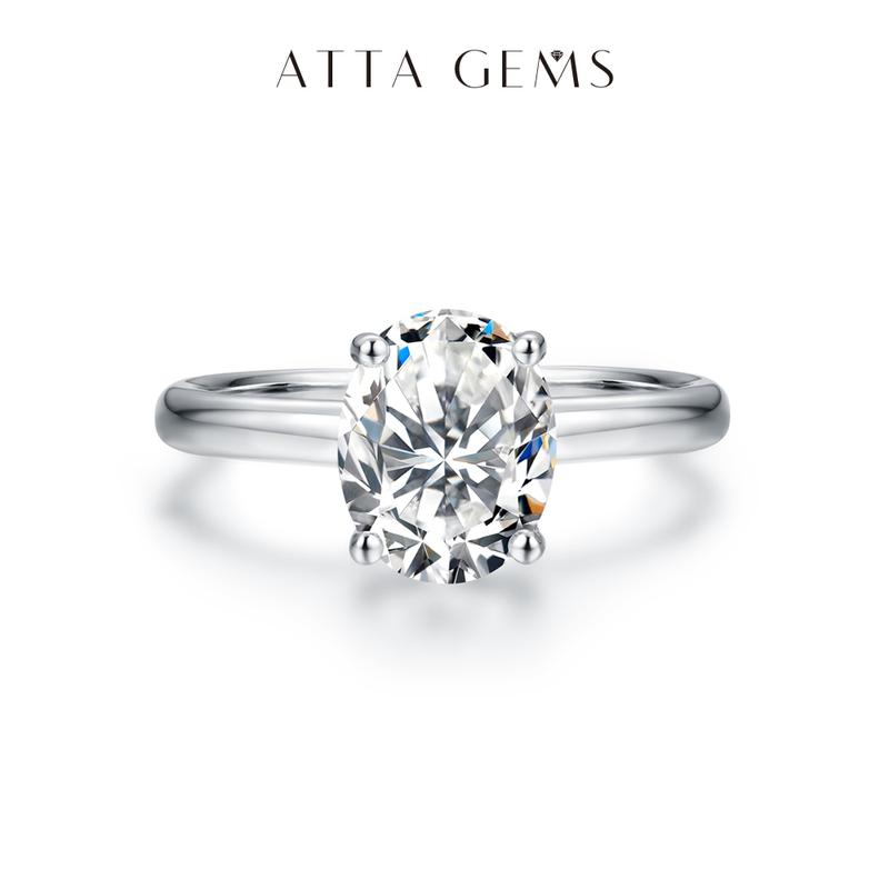Synthetic Moissanite Oval 2CT Solitaire Ring Classic Design 8mm Oval Ice Cutting R095