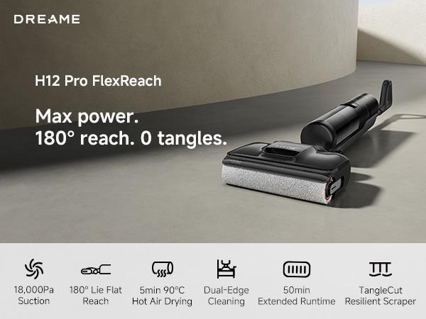 【LIVE】DREAME H12 Pro FlexReach Wet Dry Vacuum Cleaner, 0 Tangle Cordless Vacuum Mop All-in-One for Hard Floors, 180° Lie-Flat Floor Cleaner Machine with 194°F Hot Self-Cleaning, 50Mins Runtime【LIVE】